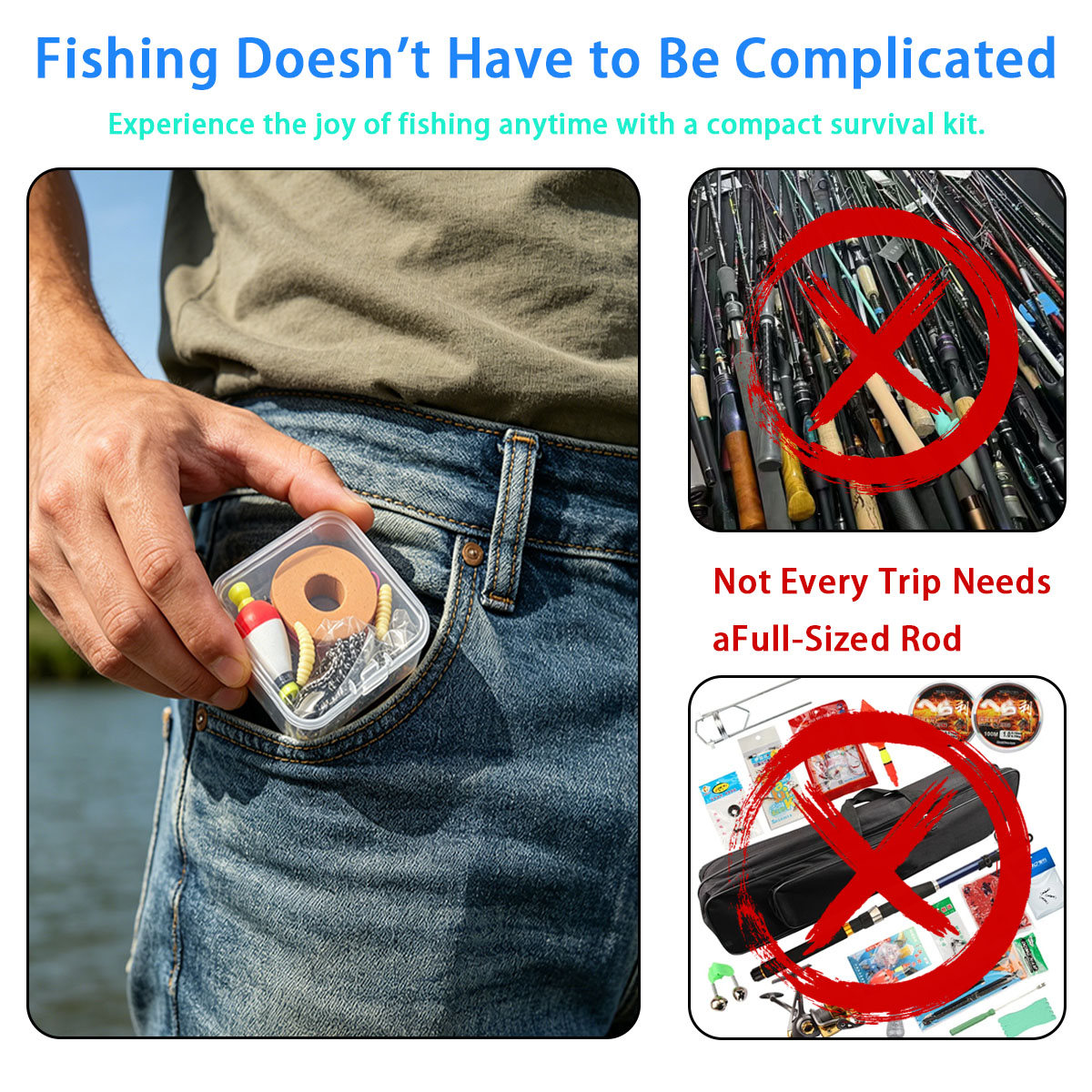 Fishing Lure Kit - Портативный набор снаряжения для экстренной рыбалки,